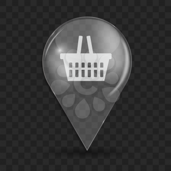 Shopping Glossy Icon. Isolated on Gray Background. Vector Illustration. EPS10