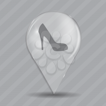 Shoes Glossy Icon. Isolated on Gray Background. Vector Illustration. EPS10