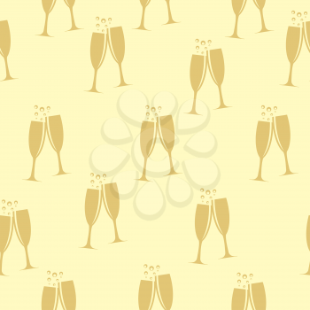 Two Glasses of Champagne Silhouette Seamless Pattern Background Vector Illustration EPS10