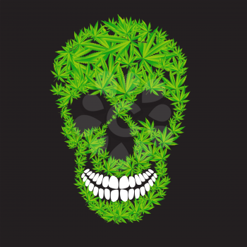 Abstract Cannabis Skull on Dark Background Vector Illustration EPS10