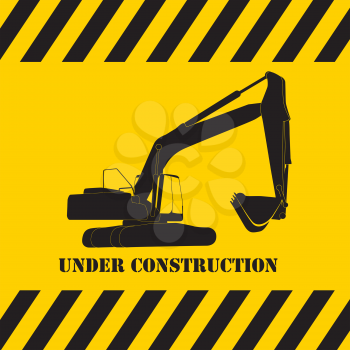 Excavator Work Under Construction. Vector Illustration Eps10