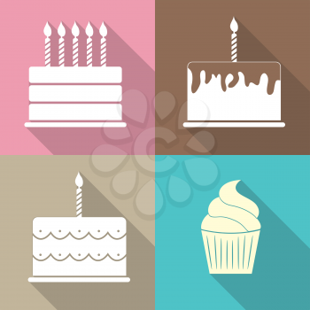 Birthday Cake Flat Web Icon Vector Illustration EPS10