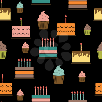 Birthday Cake Flat Seamless Pattern Background Vector Illustration EPS10