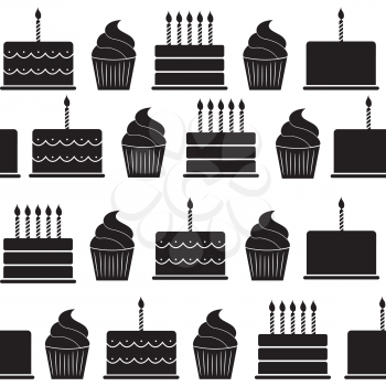 Birthday Cake Flat Seamless Pattern Background Vector Illustration EPS10