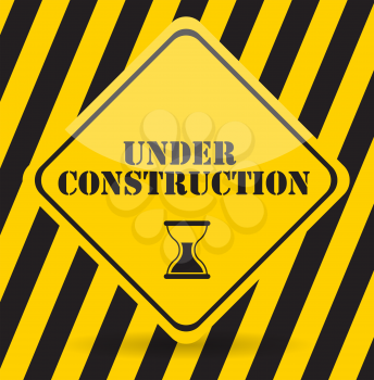 Under Construction on Yellow and Black Background.Vector Illustration. Eps10