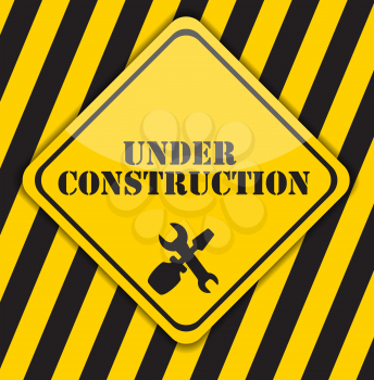 Under Construction on Yellow and Black Background.Vector Illustration. Eps10