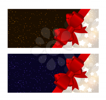Abstract Glossy Star Background with Bow and Ribbon Vector Illustration EPS10