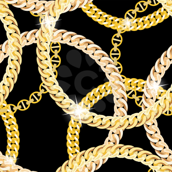 Gold Chain Jewelry Seamless Pattern Background. Vector Illustration. EPS10