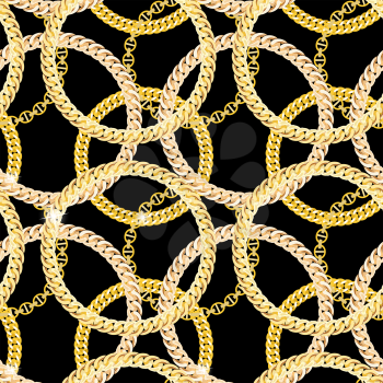 Gold Chain Jewelry Seamless Pattern Background. Vector Illustration. EPS10