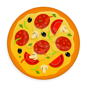 Colored Food. Pizza Icon Vector Illustration. EPS10