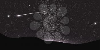 Comet Fly Around the Planet in Space. Vector Illustration. EPS10