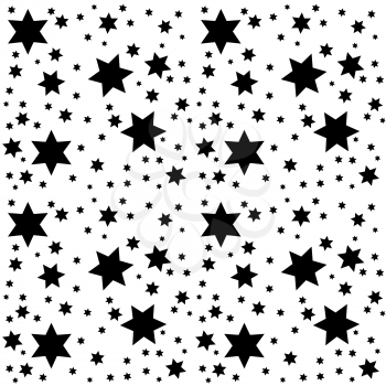 Seamless Pattern Space. Starry Sky with the Moon. Vector Illustration.