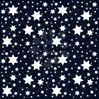 Seamless Pattern Space. Starry Sky with the Moon. Vector Illustration.