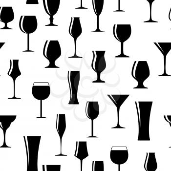Alcoholic Glass Silhouette Seamless Pattern Background Vector Illustration EPS10