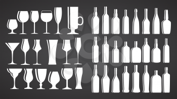 Vector Illustration of Silhouette Alcohol Glass and Bottle EPS10