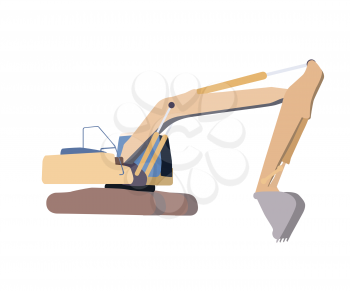 Vector Illustration of Working Excavator. Isolated on White Background.