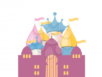 Pink Fairytale Castle. Isolated Vector Illustration. EPS10