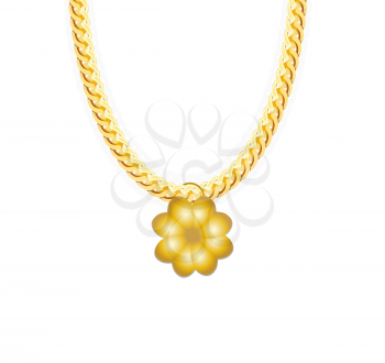 Gold Chain Jewelry whith Four-leaf Clover. Vector Illustration. EPS10