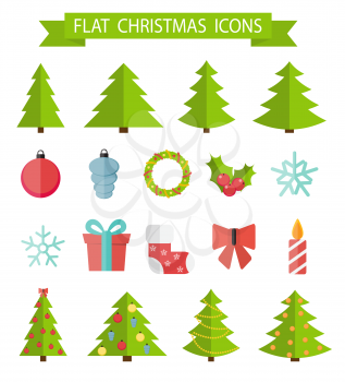 Christmas Flat Icon Set Vector Illustration EPS10