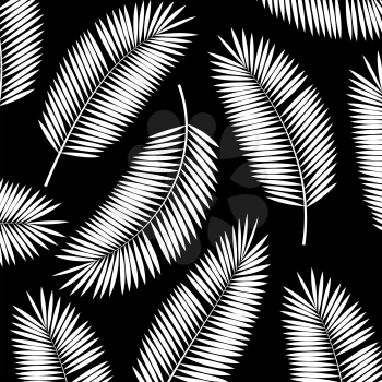 Black and White Palm Leaf Vector Background Illustration EPS10