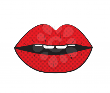 Open Red Lips Pop Art Background On Dot Background Vector Illustration EPS10