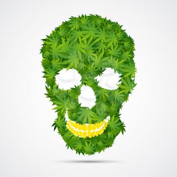 Abstract Cannabis Skull Isolated Vector Illustration EPS10