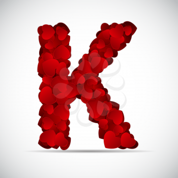Valentine Day Alphabet of Hearts Vector Illustration EPS10