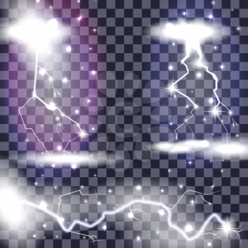 Beautiful Naturalistic Lightning with Transparency. Vector Illustration. EPS10