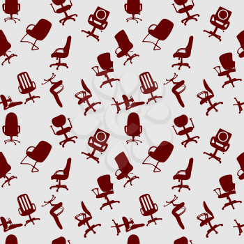 Seamless pattern of Office chairs silhouettes vector illustration