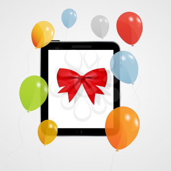 Digital tablet gift. Isolated on Gray Background. vector illustration