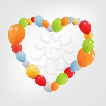Colorful Heart from balloons. Vector Illustration. EPS10