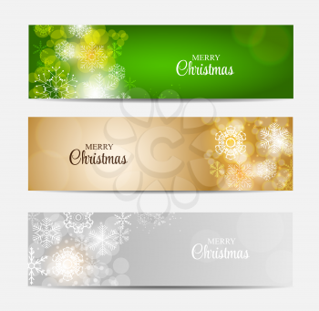 Christmas Snowflakes Website Header and Banner Set Background Vector Illustration EPS10