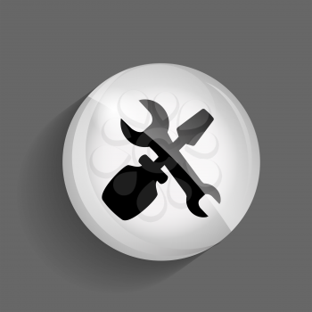 Setting Glossy Icon Vector Illustration on Gray Background. EPS10
