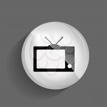 TV Glossy Icon Vector Illustration on Gray Background. EPS10