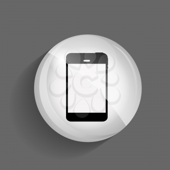 Phone Glossy Icon Vector Illustration on Gray Background. EPS10