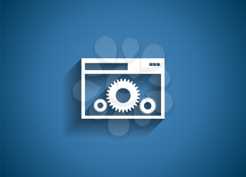 Setting Glossy Icon Vector Illustration on Blue Background. EPS10