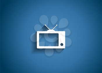 TV Glossy Icon Vector Illustration on Blue Background. EPS10
