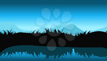 Nature Landscape with Reflection in Water. Vector llustration. EPS10