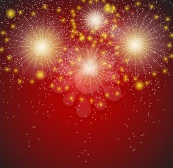  Colored Glossy Fireworks Background Vector Illustration. EPS10