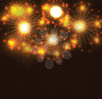  Colored Glossy Fireworks Background Vector Illustration. EPS10