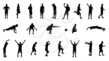 Set of Silhouettes of People Involved in Sports. Vector Illustration.