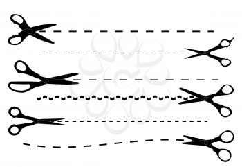 Set of Cutting Scissors. Vector Illustration. EPS10