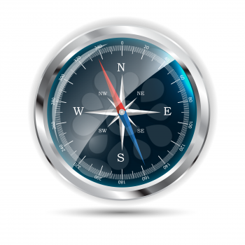 Glossy Compass on White. Vector Illustration. EPS10