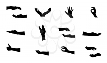Black Set of Hand. Vector Illustration. EPS10