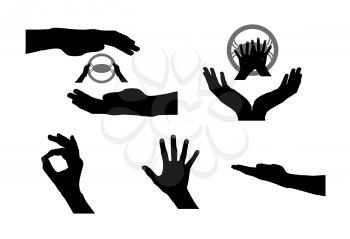 Black Set of Hand. Vector Illustration. EPS10