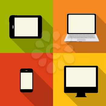 Computing Concept on Different Electronic Devices. Vector Illustration