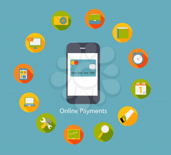 Online Payments Flat Concept Vector Illustration. EPS10