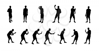 Set of Silhouettes of People Playing Ping Pong. Vector Illustration.