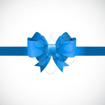 Gift Card with Blue Bow and Ribbon Vector Illustration EPS10