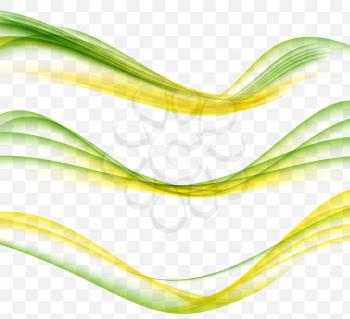 Abstract Yellow and Green Wave Set on Transparent  Background. Vector Illustration. EPS10